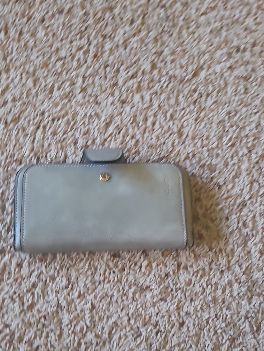 Leather Wallet Clutch in Light Gray - Unbranded